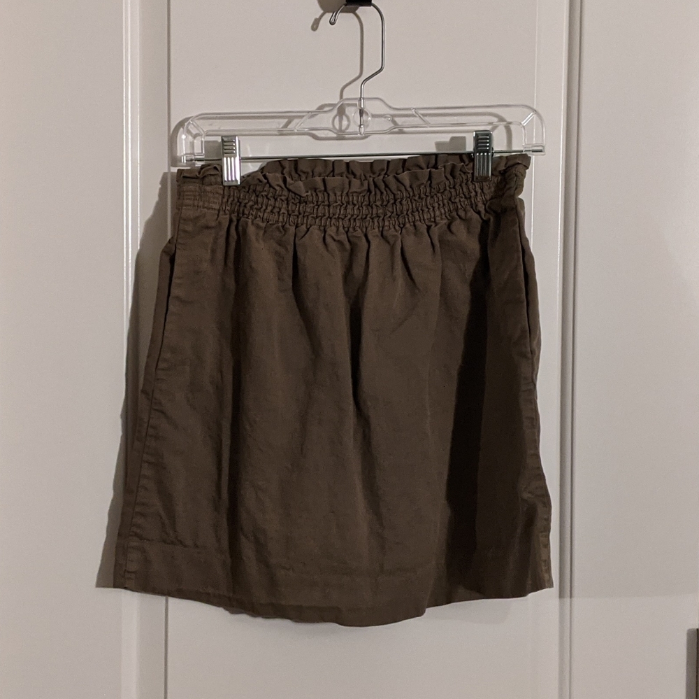 J. Crew Paper Bag Skirt w/Pockets Army Green